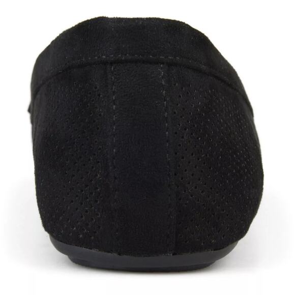 Journee Collection Women Halsey Slip On Moc Toe Loafers US 7.5M Black Faux Suede - Picture 3 of 5